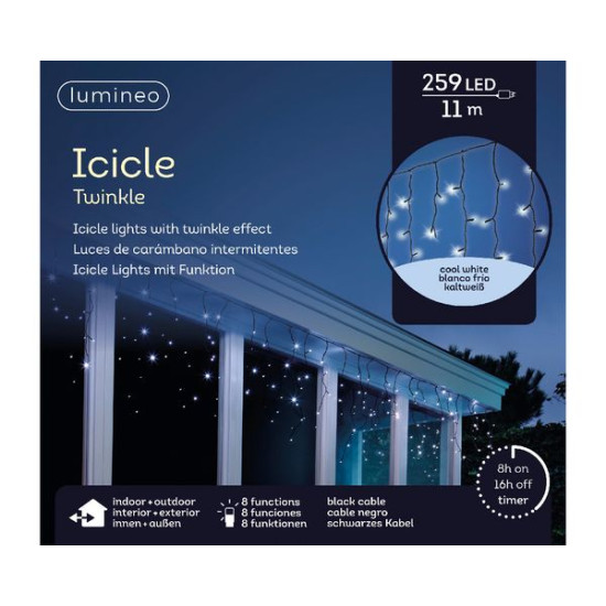 /Stalactite noir/blanc froid 11m-259l de Kaemingk - deco de la maison dans 💡Guirlande et déco électrique