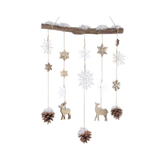 /Susp.pommes pin.flocon neige naturel h75 de Kaemingk - deco de la maison dans 🎄Décoration de Noël