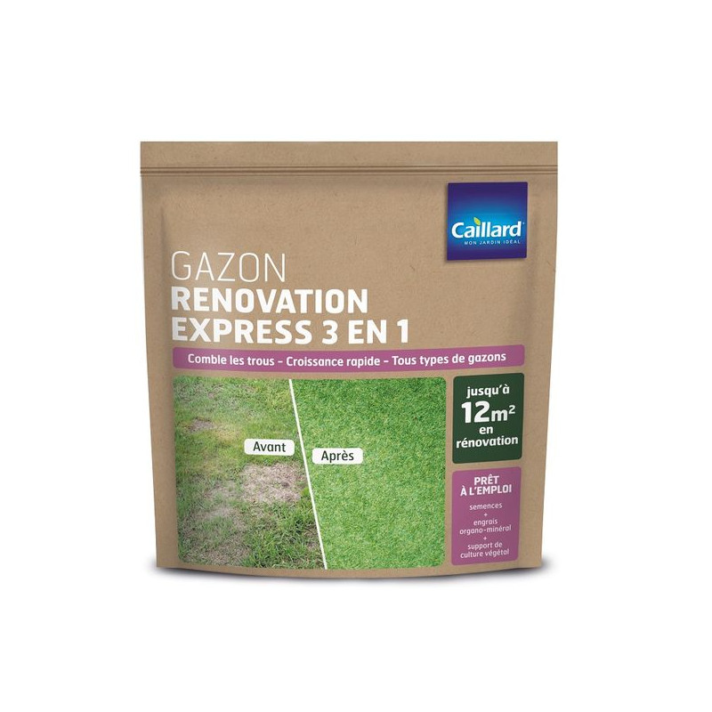 Gazon Rénovation Express 3 en 1 Caillard - 1kg pour un Jardin Verdoyant de Caillard - Graines dans Graines de Gazon - pelouse