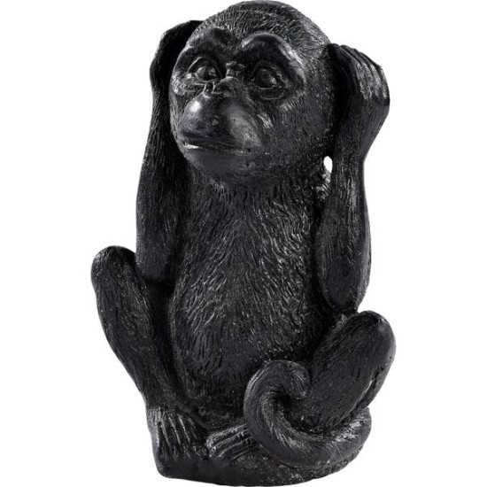 Singe Pm Je N'Ai Rien Entendu 15Cm Cire Noir de Poterie Grandon - Hayrie  dans Statue pour le jardin