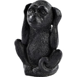 Singe Pm Je N'Ai Rien Entendu 15Cm Cire Noir de Poterie Grandon - Hayrie  dans Statue pour le jardin