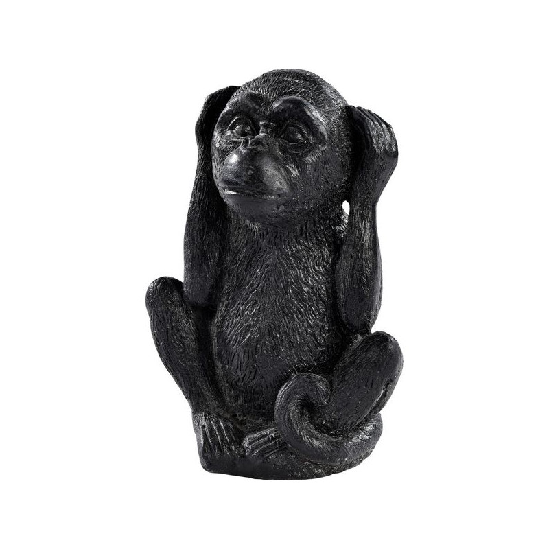 Singe Pm Je N'Ai Rien Entendu 15Cm Cire Noir de Poterie Grandon - Hayrie  dans Statue pour le jardin