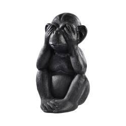 Singe Pm Je N'Ai Rien Vu 15Cm Cire Noir de Poterie Grandon - Hayrie  dans Statue pour le jardin