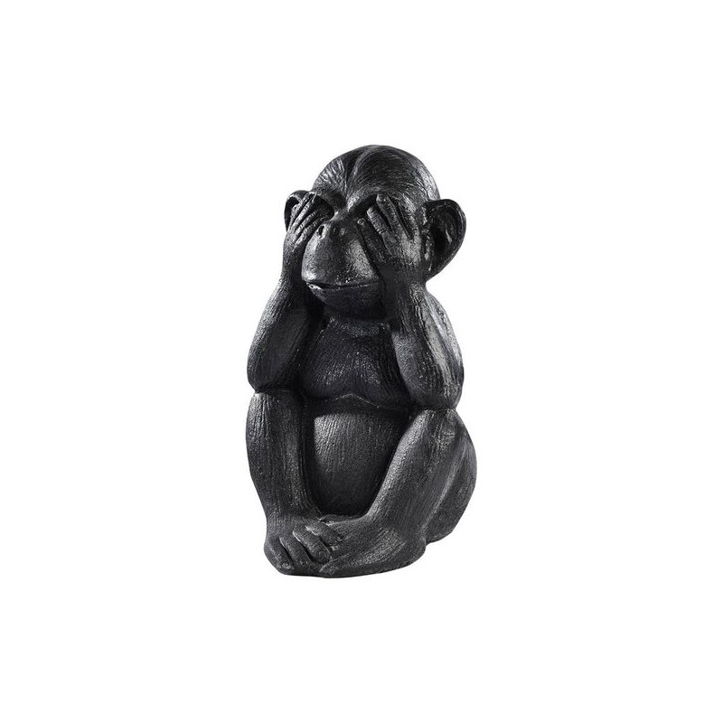Singe Pm Je N'Ai Rien Vu 15Cm Cire Noir de Poterie Grandon - Hayrie  dans Statue pour le jardin