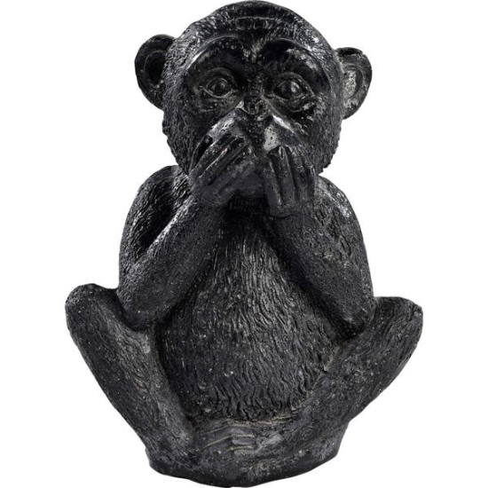 Singe Pm Je Ne Dirai Rien 15Cm Cire Noir de Poterie Grandon - Hayrie  dans Statue pour le jardin