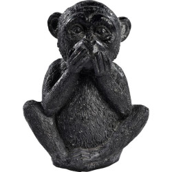 Singe Pm Je Ne Dirai Rien 15Cm Cire Noir de Poterie Grandon - Hayrie  dans Statue pour le jardin