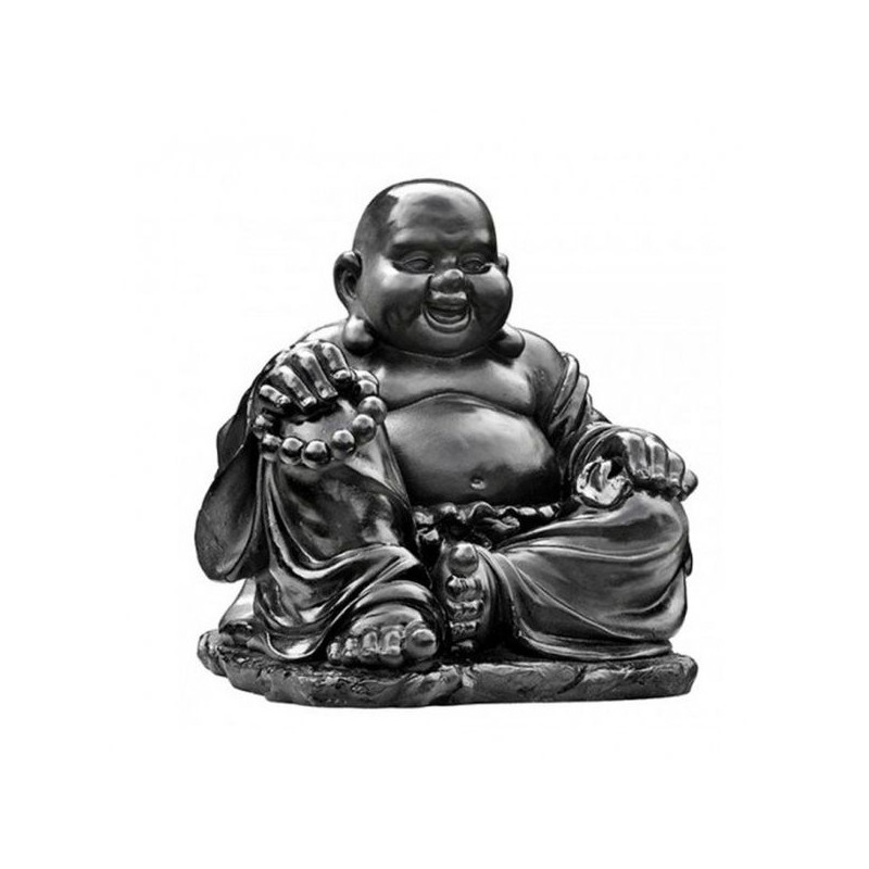 Bouddha Chinois Rieur Ton Cire Noir de Poterie Grandon - Hayrie  dans Statue pour le jardin