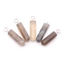 Pendentif pointe 30 à 35mm agate grise a de Camille ambiance nature dans 💎 Bijoux et accessoires ésotériques