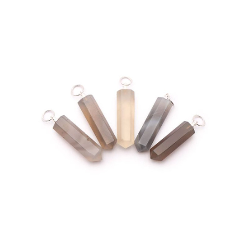Pendentif pointe 30 à 35mm agate grise a de Camille ambiance nature dans 💎 Bijoux et accessoires ésotériques
