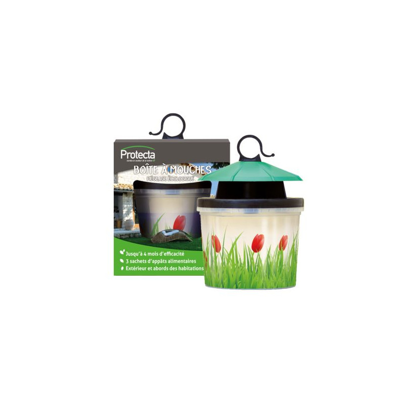 Boîte à mouches réutilisable avec 2 appâts de Protecta - Produits dans 🪰 Produits anti Mouches