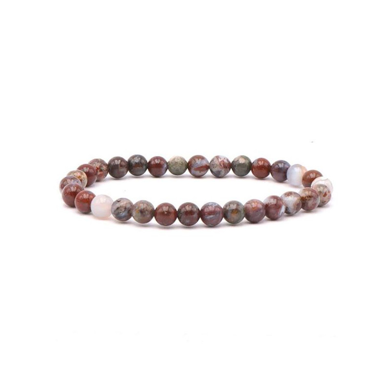 Bracelet boule 6mm agate crazy lace rouge aa de Camille ambiance nature dans 💎 Bijoux et accessoires ésotériques