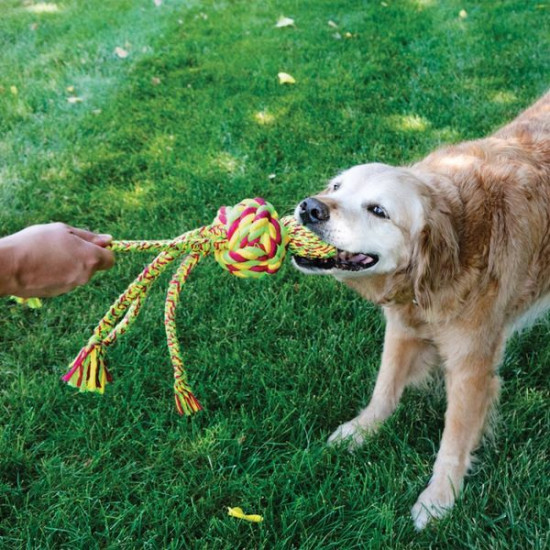Kong wubba weaves w/rope l - 38.1x8.3x8.3cm de Jouet KONG pour chien dans Jouets pour chiens