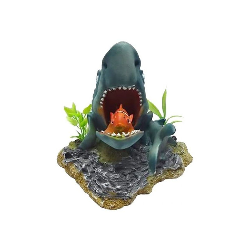 Décoration requin + nemo 14.5x12.5x14cm de Laroy - aliments et d'accessoires pour animaux de compagnie dans Sujets pour aquarium