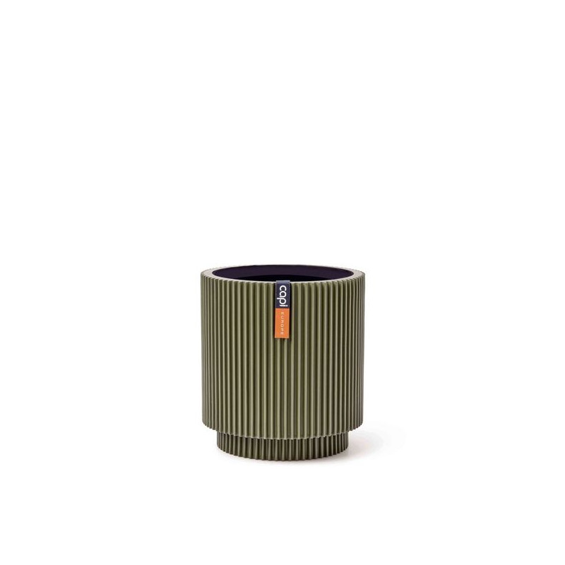 Pot Cylindrique Groove 15x17 Vert - Idéal pour Plantes et Décoration intérieure - de Capi de Capi Europe - Cache et pot décor...