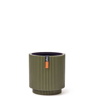 Pot Cylindre Groove Vert 11x12 cm - Décoration Intérieure Moderne et Élégante - de Capi de Capi Europe - Cache et pot décorat...