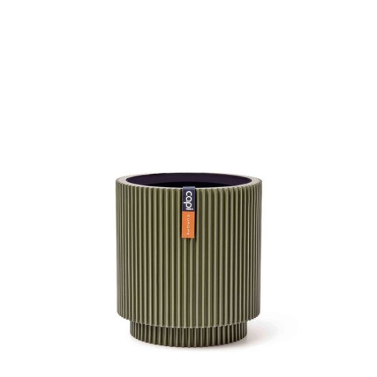 Pot Cylindre Groove Vert 11x12 cm - Décoration Intérieure Moderne et Élégante - de Capi de Capi Europe - Cache et pot décorat...