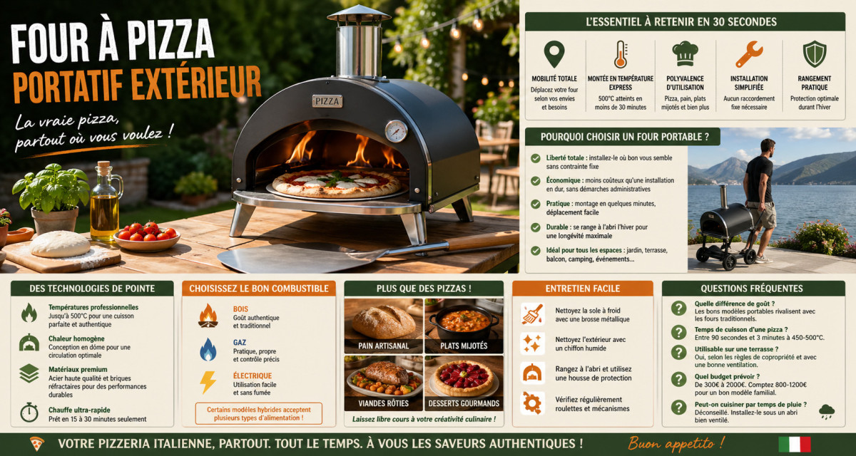 Four &agrave; pizza ext&eacute;rieur portatif : mobilit&eacute; et performance r&eacute;unies