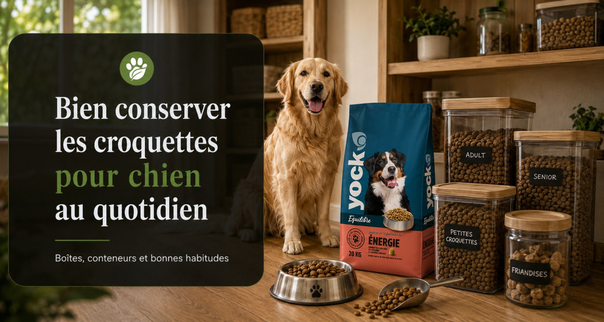 Bien conserver les croquettes pour chien : bo&icirc;tes, conteneurs et bonnes habitudes